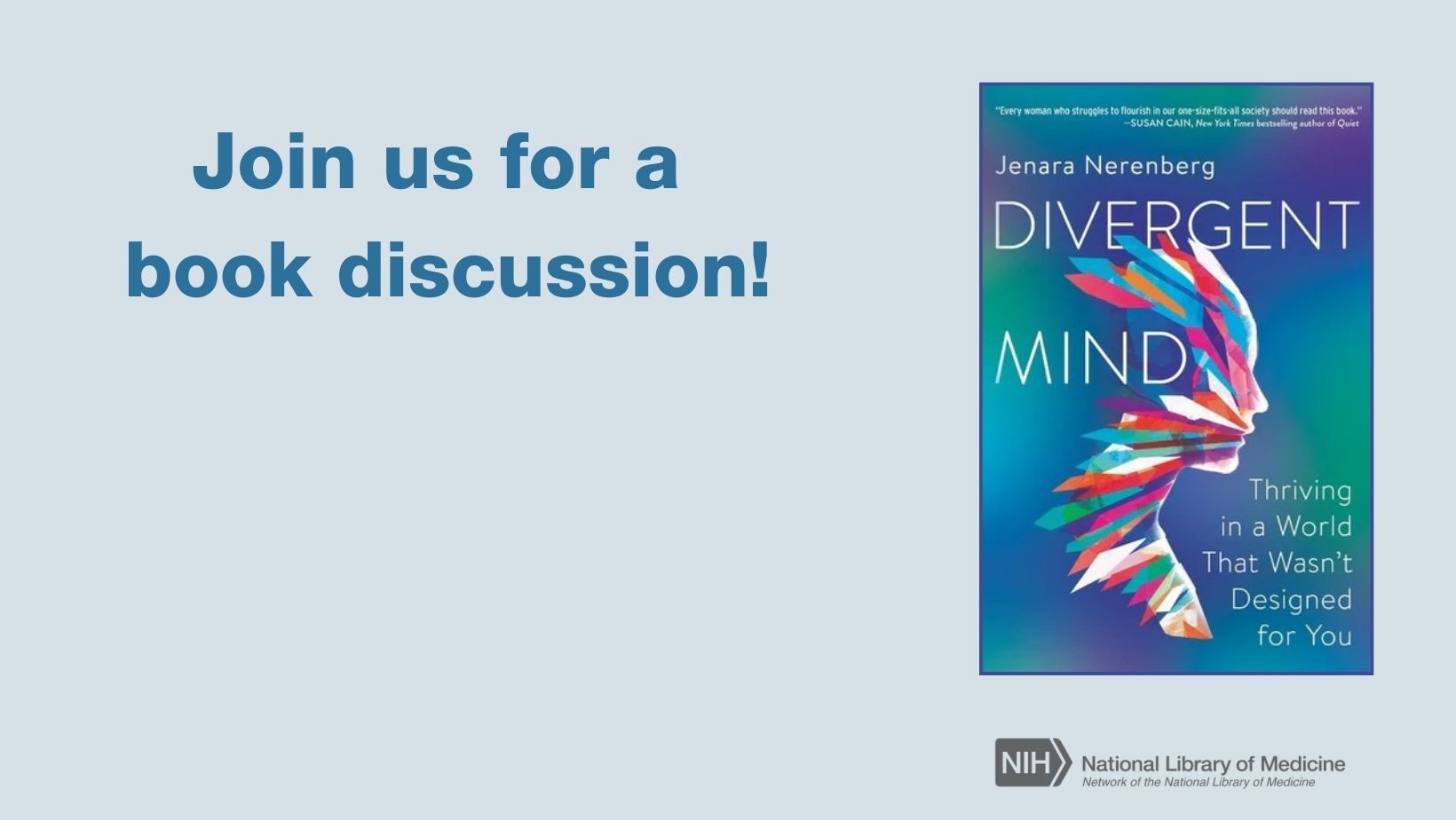 Join us for a book discussion for Divergent Mind