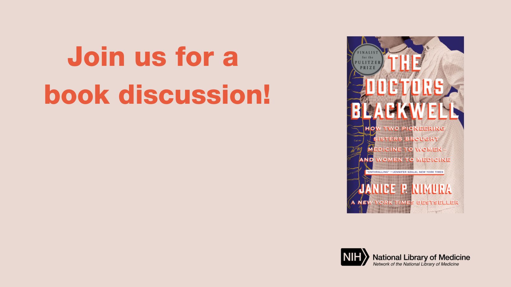 Join us for a book disussion The Doctors Blackwell social media graphic